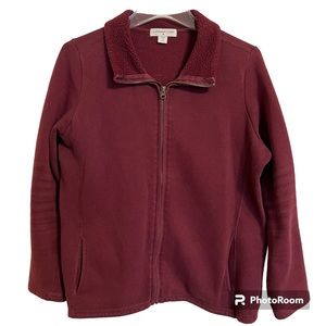 Coldwater Creek, Medium, Maroon Fleecy Zip Front Jacket